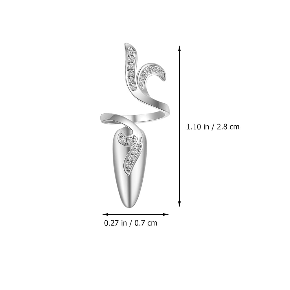 FRCOLOR 12pcs Rhinestone Nail Ring Fingernail Rings for Women Alloy Nail Jewelry for Weddings Prom Festivals Halloween Silver