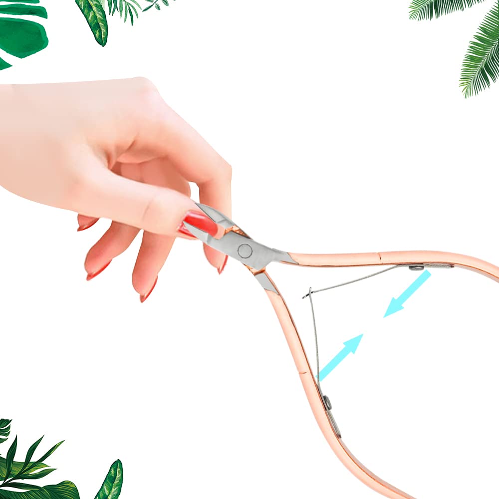 XINMEIWEN 8Pieces Cuticle Trimmer Cuticle Nipper Cuticle Remover Cuticle Cutter with Cuticle Pusher Stainless Steel Cuticle Cutter Clipper Nail Tools for Fingernails and Toenails (Rose Gold)