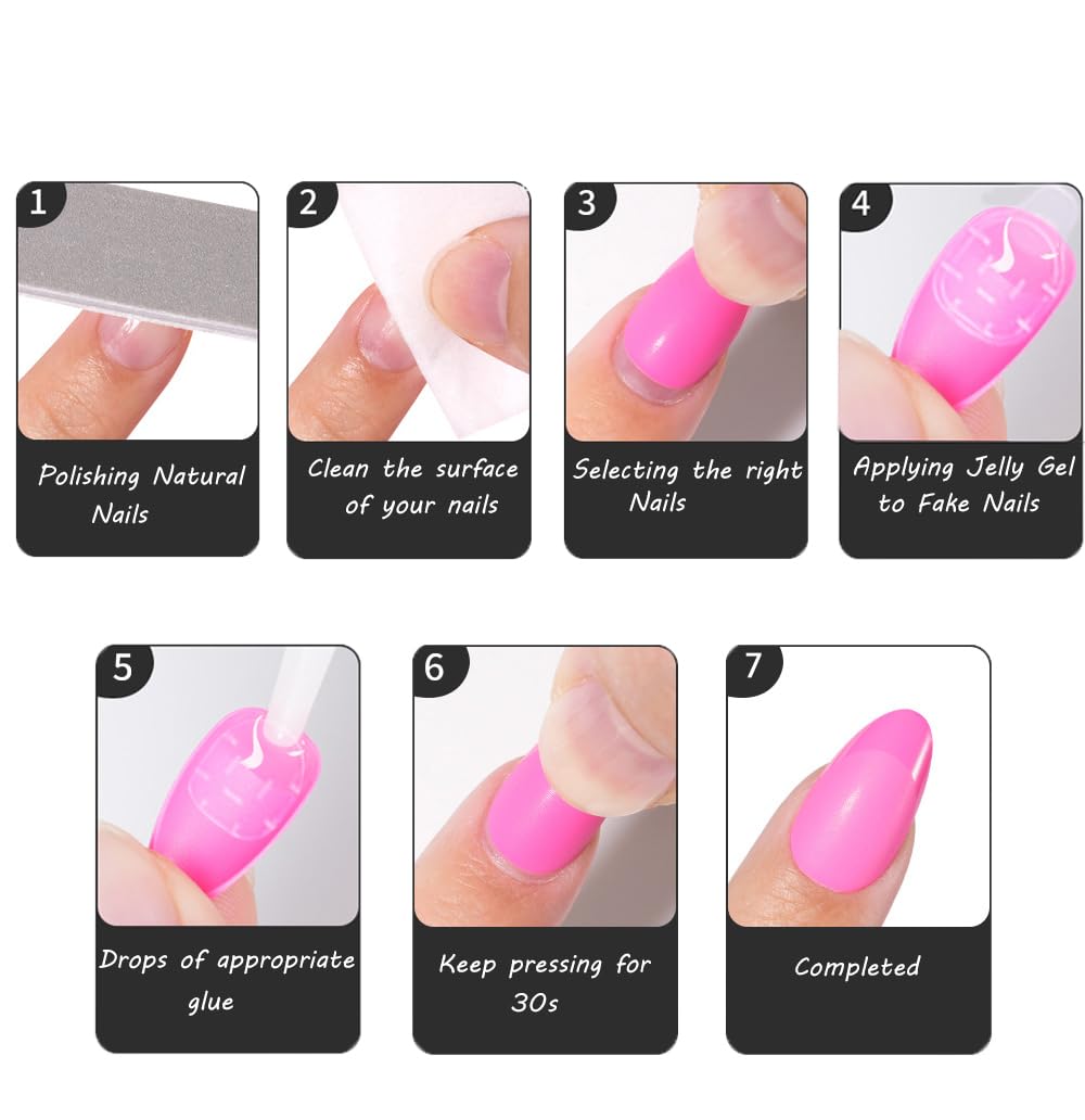 Press On Nails Short Almond Dark Red Nails with Glossy French Tips in a Matte Finish 16 Sizes - 32 Nail Kit with Glue