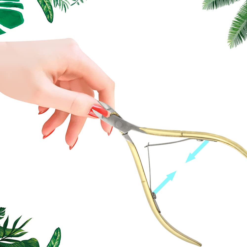 XINMEIWEN 8Pieces Cuticle Trimmer Cuticle Nipper Cuticle Remover Cuticle Cutter with Cuticle Pusher Stainless Steel Cuticle Cutter Clipper Nail Tools for Fingernails and Toenails (Gold)