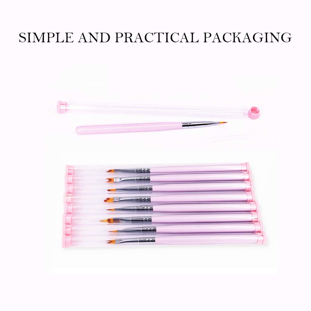 8 Pcs Premium Nail Brush Pens with Wooden Handle – UV Gel Art Gradient & Flower Design Tools for Professional Manicure, Perfect Valentine’s Gift (Purple Wood)