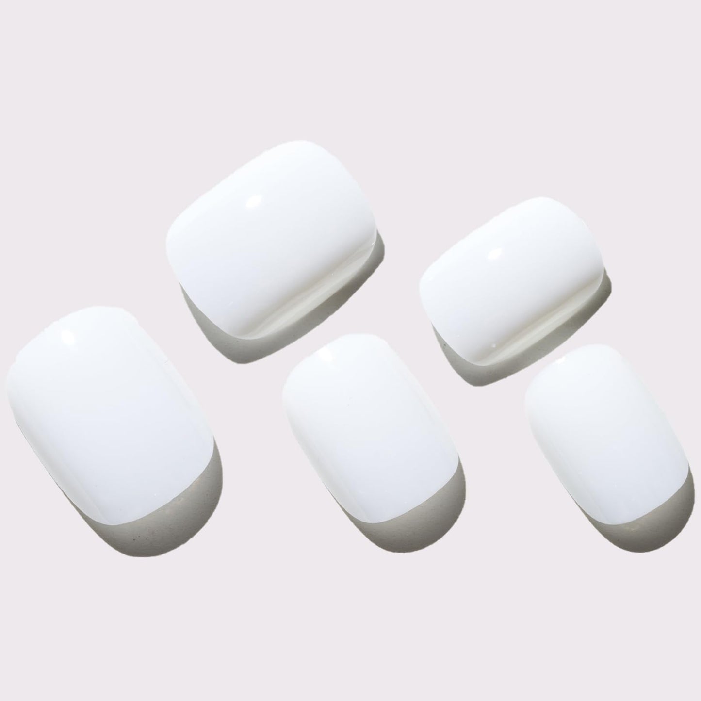 GLAMERMAID Extra Short Press on Nails - Pure Black Fake Nails Short Squoval, Pure White Fake Nails Short Squoval, Natural Round Square Glue on Nails Glossy Gel,Reusable Stick on Full Cover Oval Nail