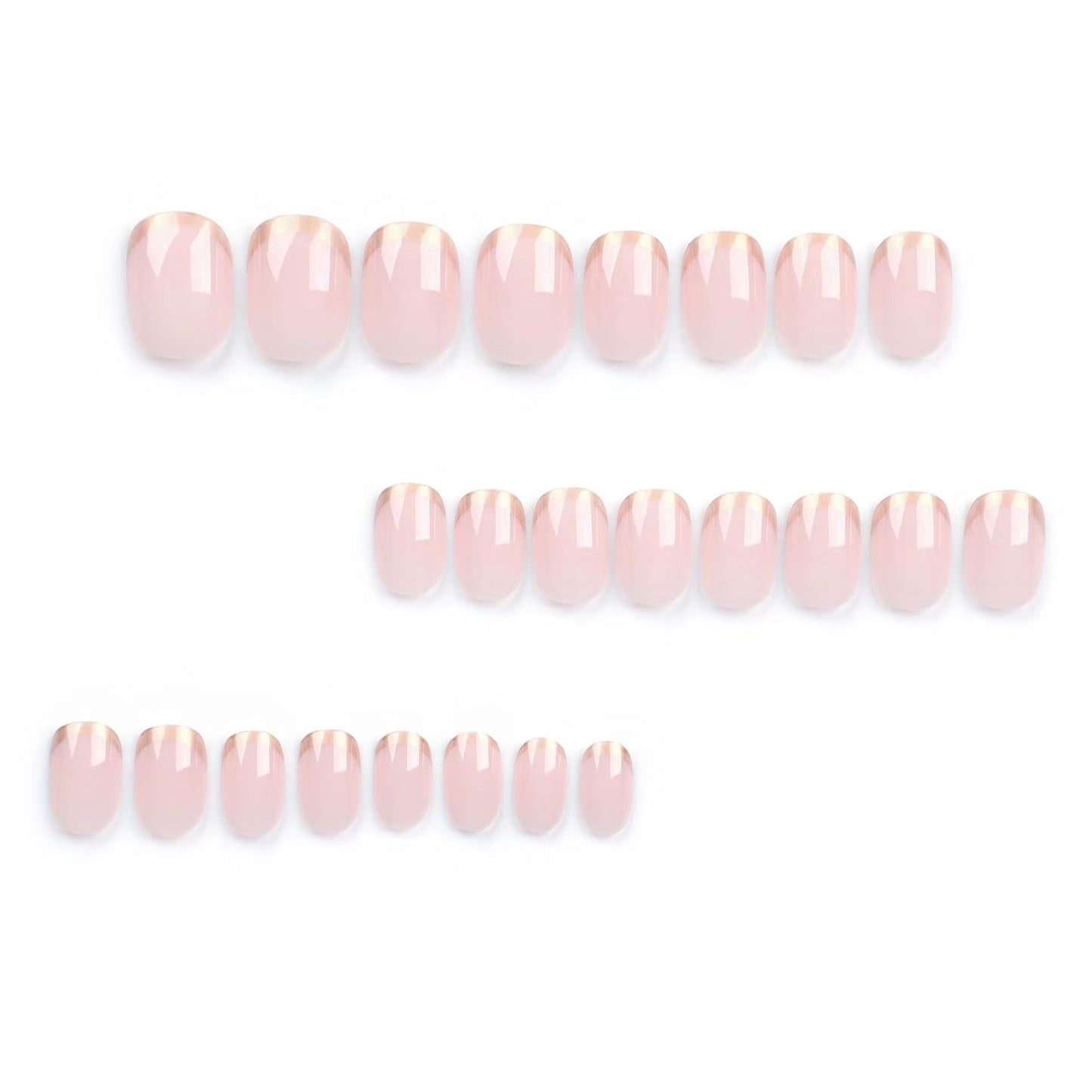Gold French Tip Press on Nails Short Fake Nails with Design Square Acrylic Glue on Nails Glossy Full Cover Nude Stick on Nail Reusable Artificial Squoval False Nail for Women Girls Manicure 24pcs