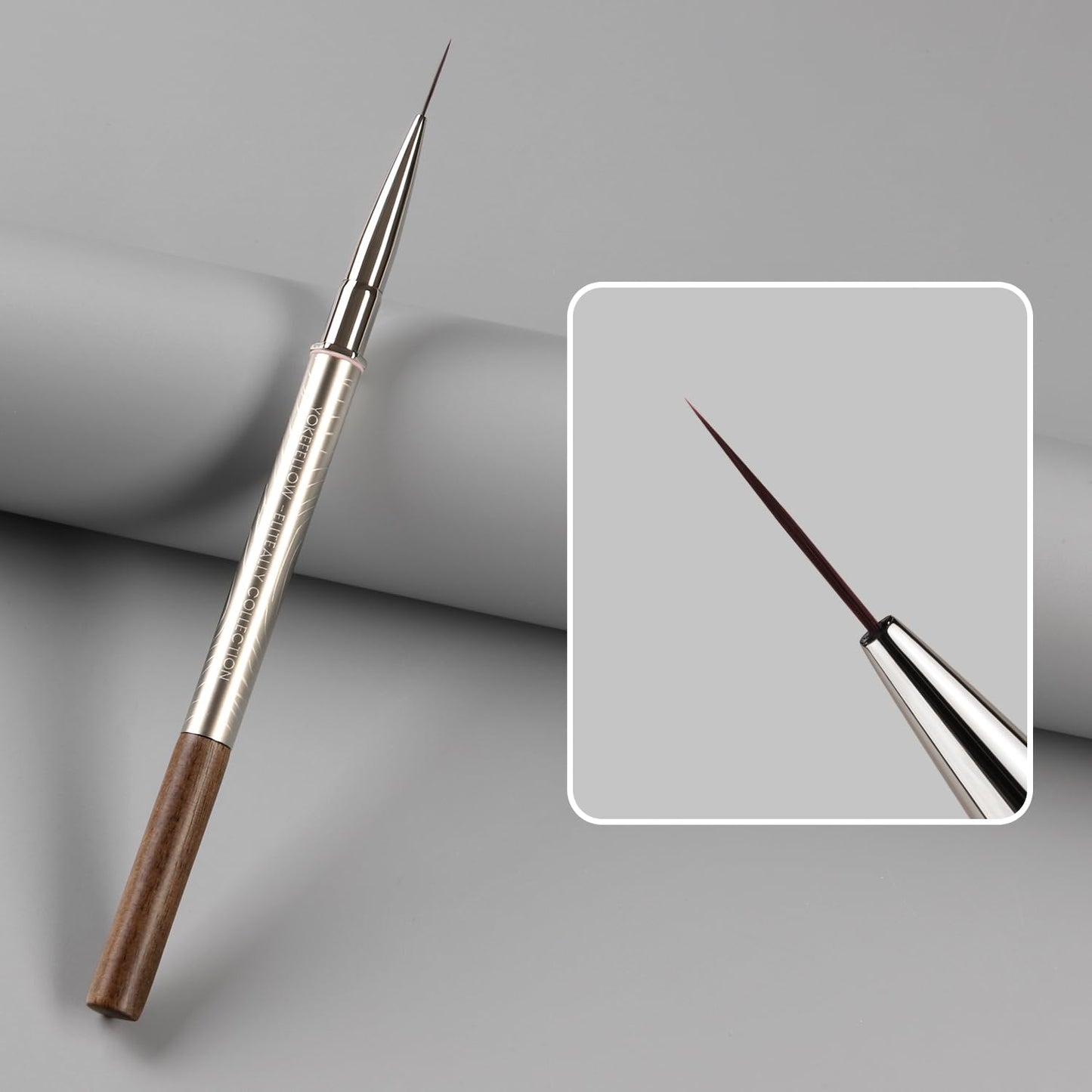 YOKEFELLOW EliteAlly Nail Art Brushes,12mm Slim Nail Art Liner Brush for Long Lines Nail Art Painting Manicure Design Professional Nail Art Tool(EA06 LINER-L)