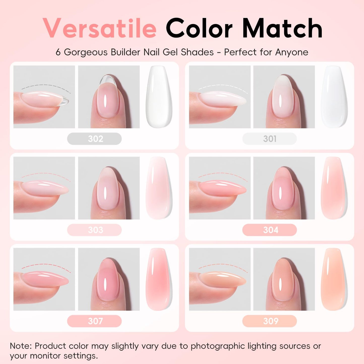 Peacecolor Nail Gel Polish Kit with Mini U V Light Clear Pink Nude White 6 Colors Builder Extension Gel Cat Eye Gel Polish Nail Extension Strengthening Gifts for Women