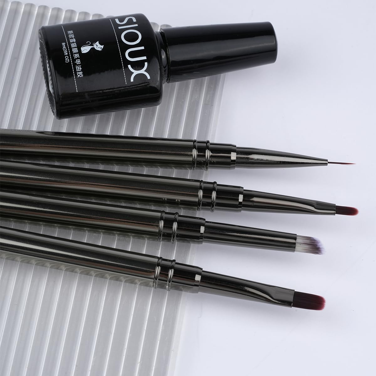 yihuale 12Pcs Nail Art Brushes, Nail Gel Polish Painting Brush Nail Liner Brush, Nail Brush Gift for DIY Manicure Salon at Home (silver)