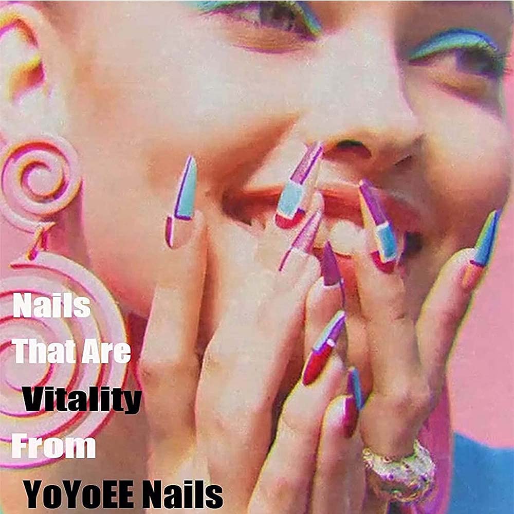 YoYoee Square Press on Nails French White Fake Nails Short False Nails Acrylics Full Cover Cute Stick on Nails for Women and Girls 24PCS