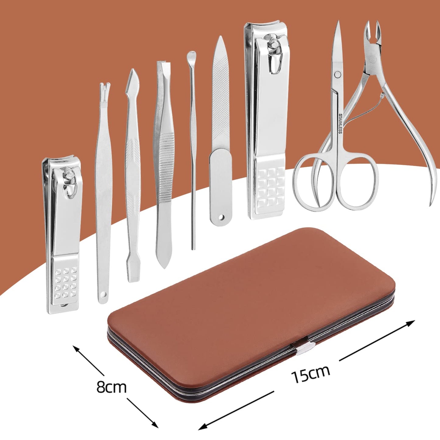 FAMILIFE 100% Stainless Steel Ingrown Toenail File and Lifter Double Sided with Storage Case (Ingrown Toenail File) and Manicure Set Manicure Kit Nail Kit Nail Clipper 9PCS Mens Grooming Kit Pedicure