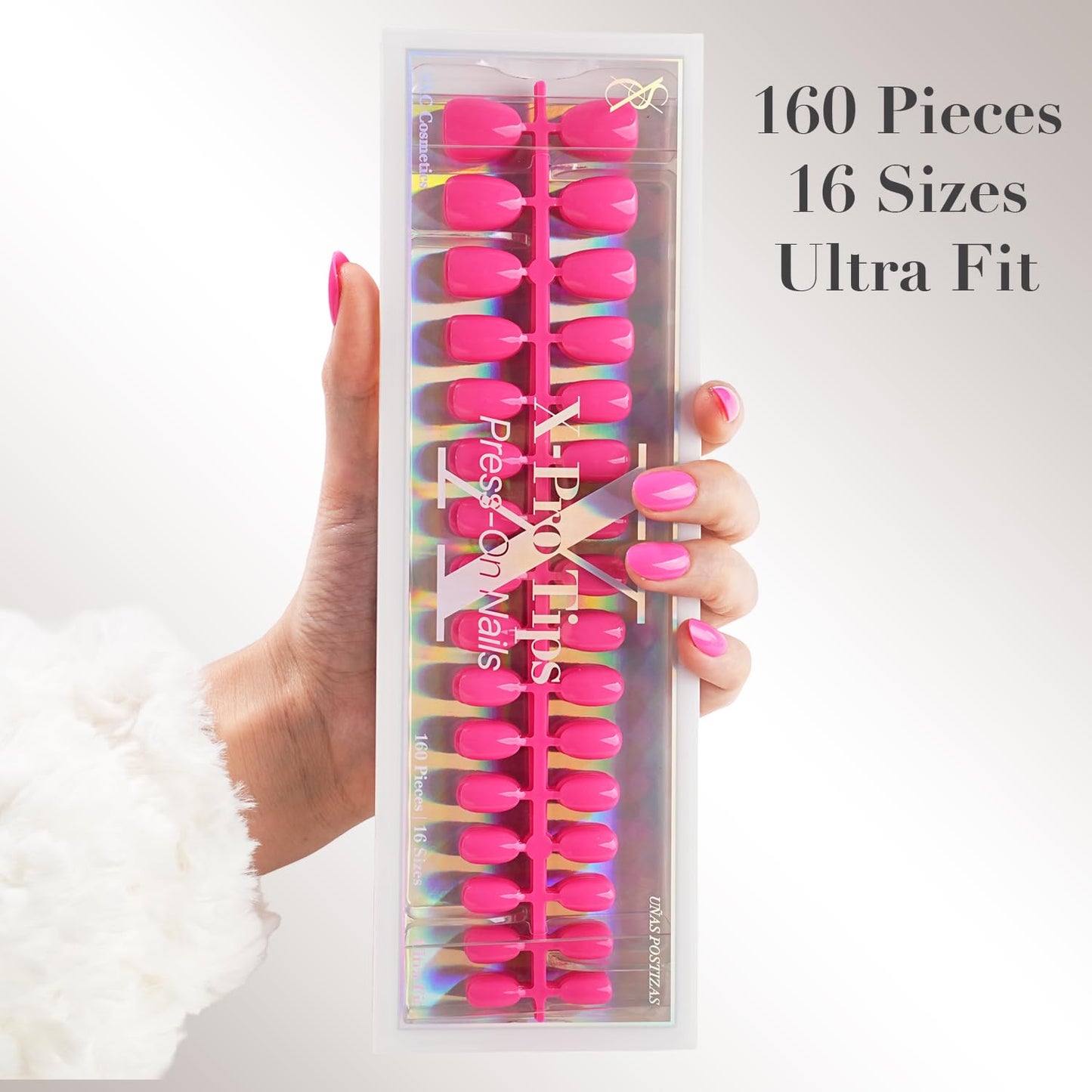 SXC Cosmetics Press On Nails - 015 Neon Crush | X5 Signature Series - XS Almond X-Pro Tips Fake Nails, Salon Quality Nails 16 Sizes - 160 pieces Nail Kit with Glue