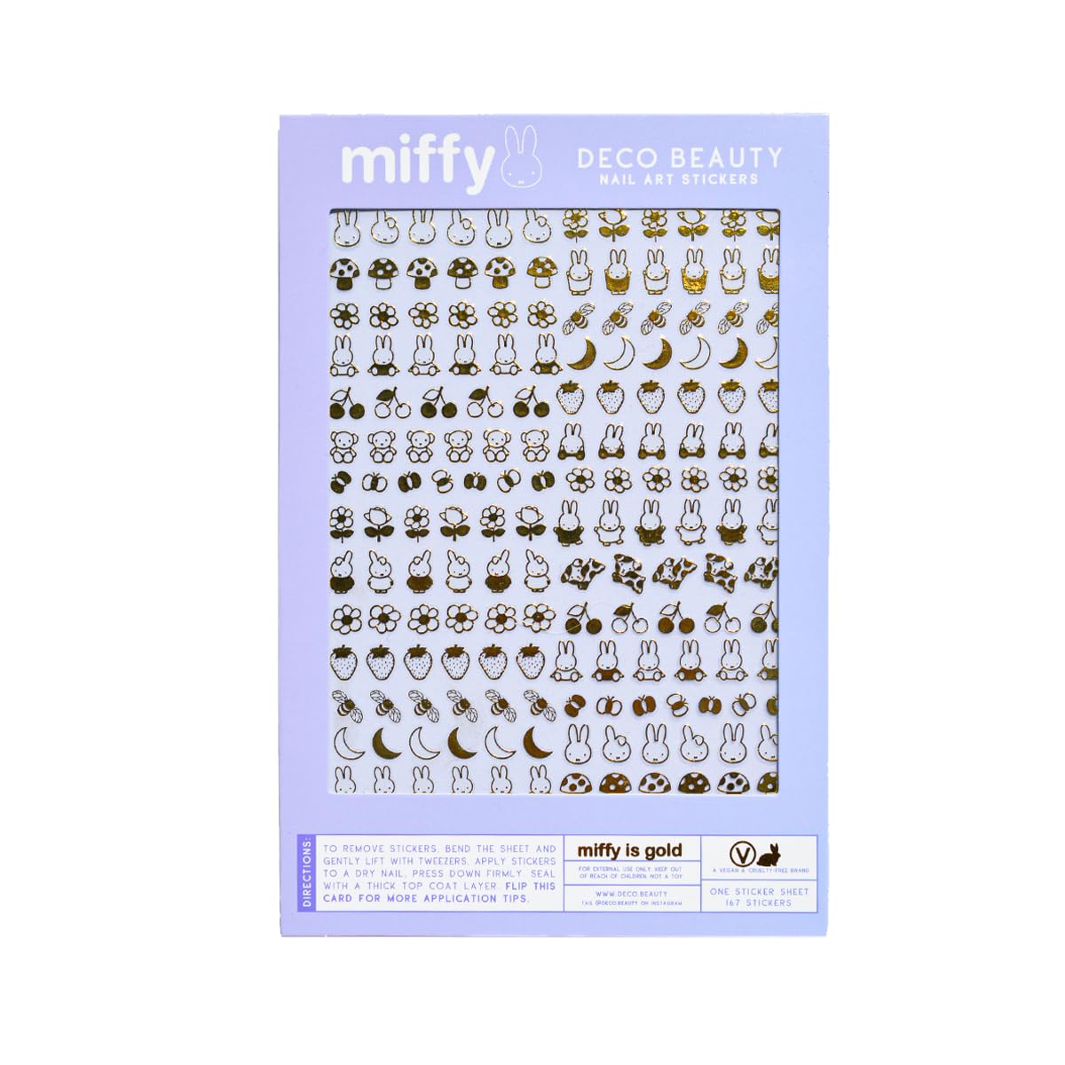 Deco Beauty Miffy is Gold -Super Thin & Easy-to-Apply Nail Art with The Cutest Designs-Durable & Long-Lasting Nail Art Stickers and Decals for Women, for DIY at-Home Manicures & Salon-Quality Nails