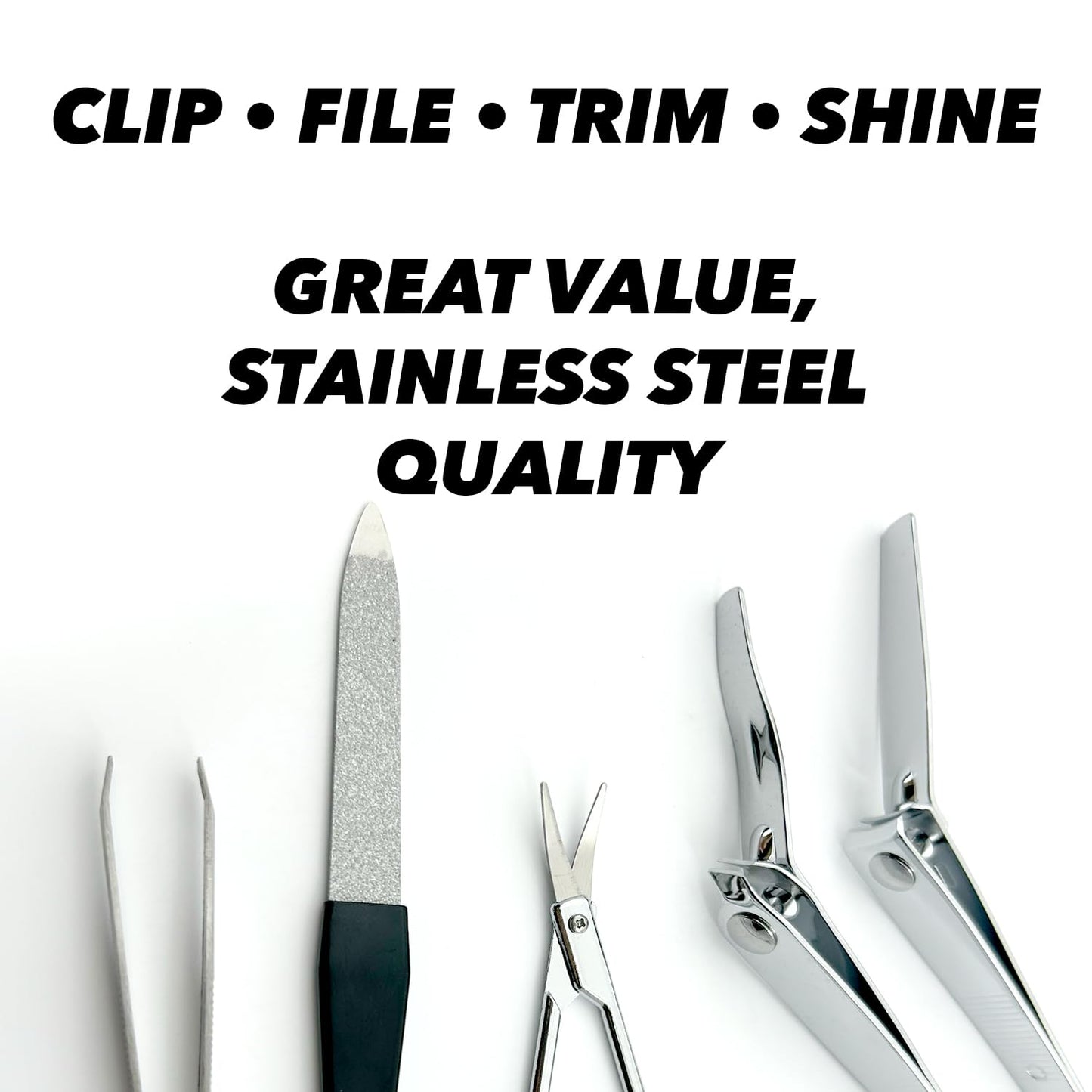 Earth & I 6 Piece Manicure Pedicure Kit, Professional Nail Care and Grooming Tools with Fingernail and Toenail Clippers, Mens Self Care, Travel Mens Toilettries in Hard Leatherette case