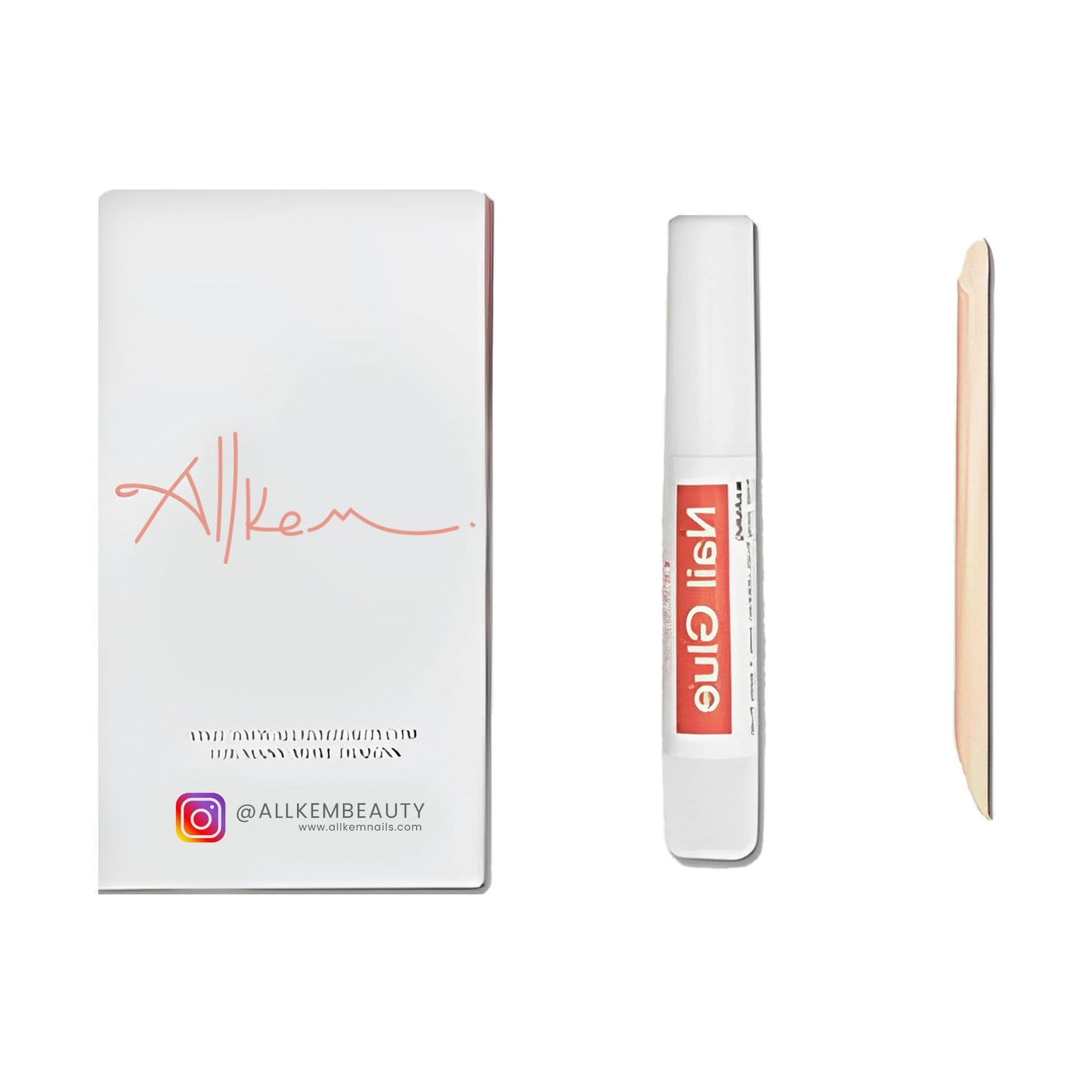 Allkem Mystic French Press on Nails | Glossy Extra Long coffin | 10 sizes - 20 pcs Ballerina Nail kit with Glue