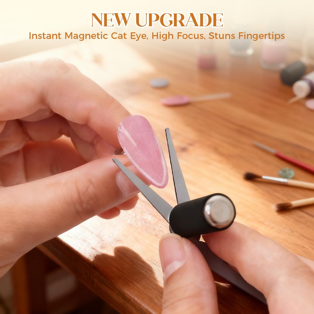 Cat Eye Nail Magnet Tool 2PCS Set, Scissor & French Tip Design for Cat Eye Gel Polish, Nail Art DIY Home Salon Kit (4pcs)