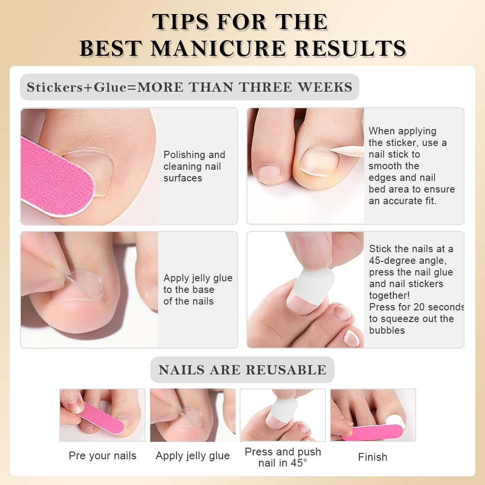 evpct Nude Press on Toenails Short Square No Glue, Spring Summer Nude Fake Stick Press on Toe Nails for Women, Soft Stick on Toenail Set with Kit, Perfectly Fit Full Cover Reusable Fake Toenails 32Pcs
