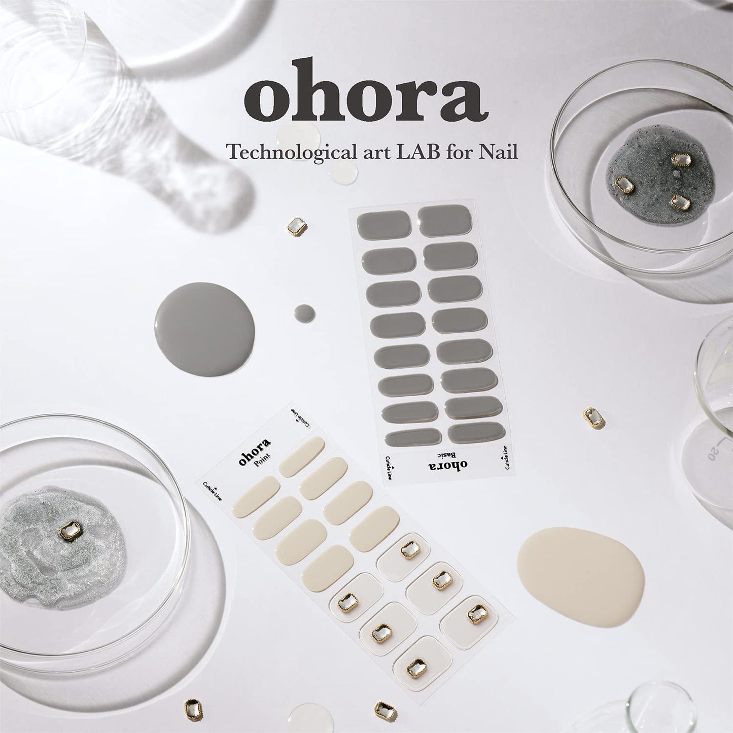 ohora Semi Cured Gel Nail Strips (N Pixie Dust) - Nude, Glitter, Works with Any UV/LED Lamps, Salon-Quality, Long Lasting, Easy to Apply & Remove - Includes 2 Prep Pads, Nail File & Wooden Stick