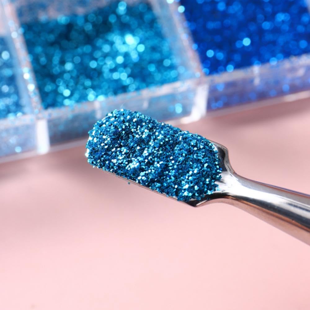 Nail Art Foil Flakes Powder 3D Holographic Nail Art Foil Glitter Sequins Blue Glitter Nails for Women Girls Acrylic Nails DIY Decorations Charms