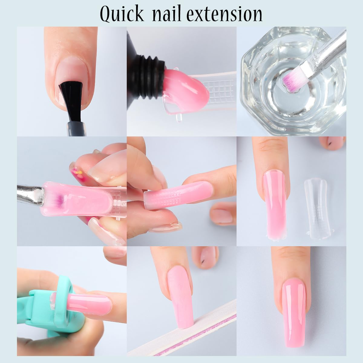 480PCS Dual Nail Form Kit with 12 Colors Poly Nail Gel