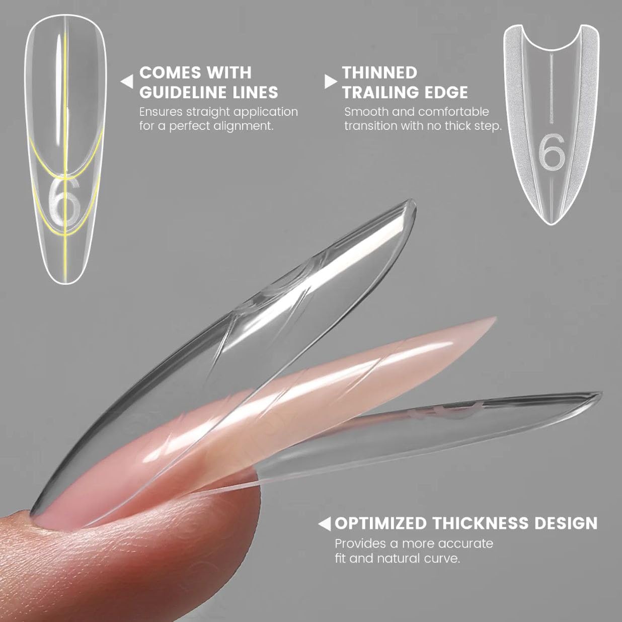 Original Sandwich Dual Nail Forms, 1-box 240pcs 15-sizes. Reusable Mold for Builder Gel Nail Extensions. (Almond)