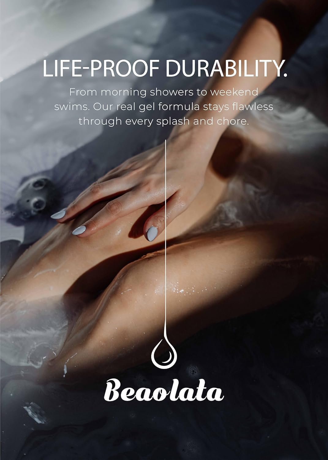 Beaolata Real Gel Nail Strips (No UV Light Needed) - 44Pcs Salon Quality Nail Stickers - Long Lasting Polish Wraps for Women, Easy Apply & Remove (Brown Check Sparkle)