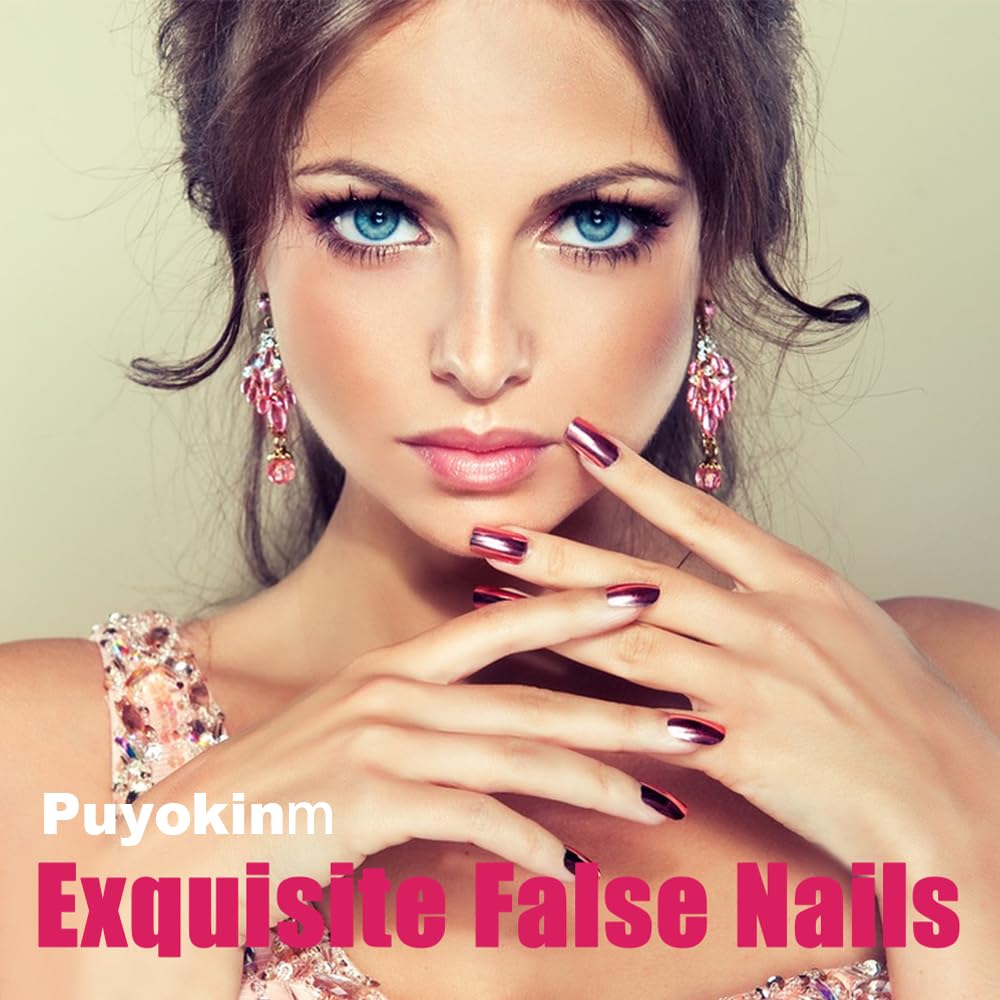 Marble Press on Nails Square Medium Fake Nails with Gold Foil Designs Full Cover False Nails Glossy Glue on Nails Nude Acrylic Nails for Women and Girls Nails Decorations 24pcs