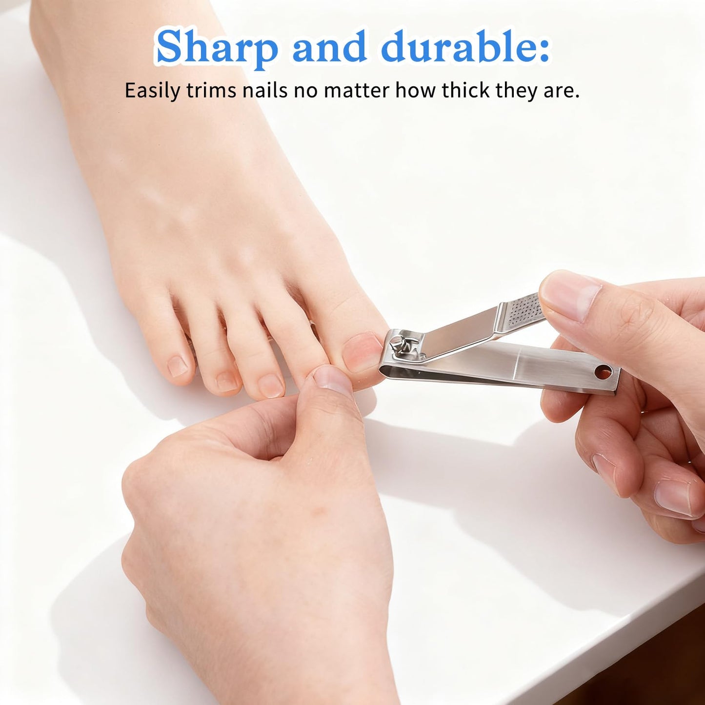 12 Pieces Straight Nail Clippers for Thick Nails Large Stainless Steel Toenail Clippers Heavy Duty Stainless Steel Edgy Nail Cutters for Men Women, Silver