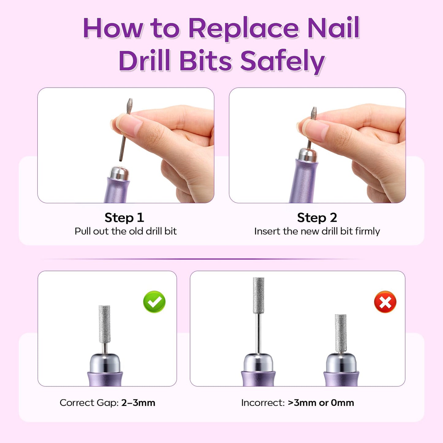 Makartt Pen-Shaped Rechargeable Nail Drill for Beginners: 25,000 RPM Cordless Electric Nail File with 5-Speed LED Display, Lightweight Quiet E File Kit for Gel Polish Removal, Home Travel Use(Purple)