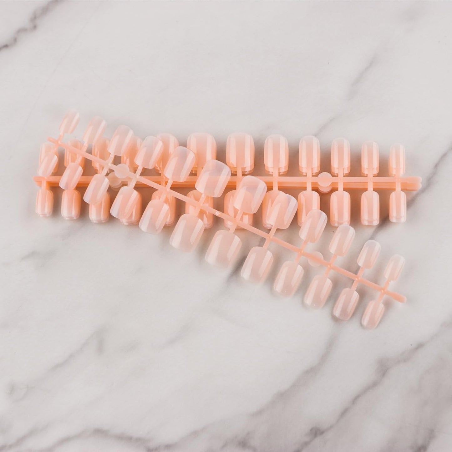LuckForever Short Press on Nails 240pc Glossy Point Nude Press on Nails Short Square Round Fake Nails Full Cover False Nails with Nail Glue Adhesive Tabs Wooden Stick Nail Files for Women Girls Kids