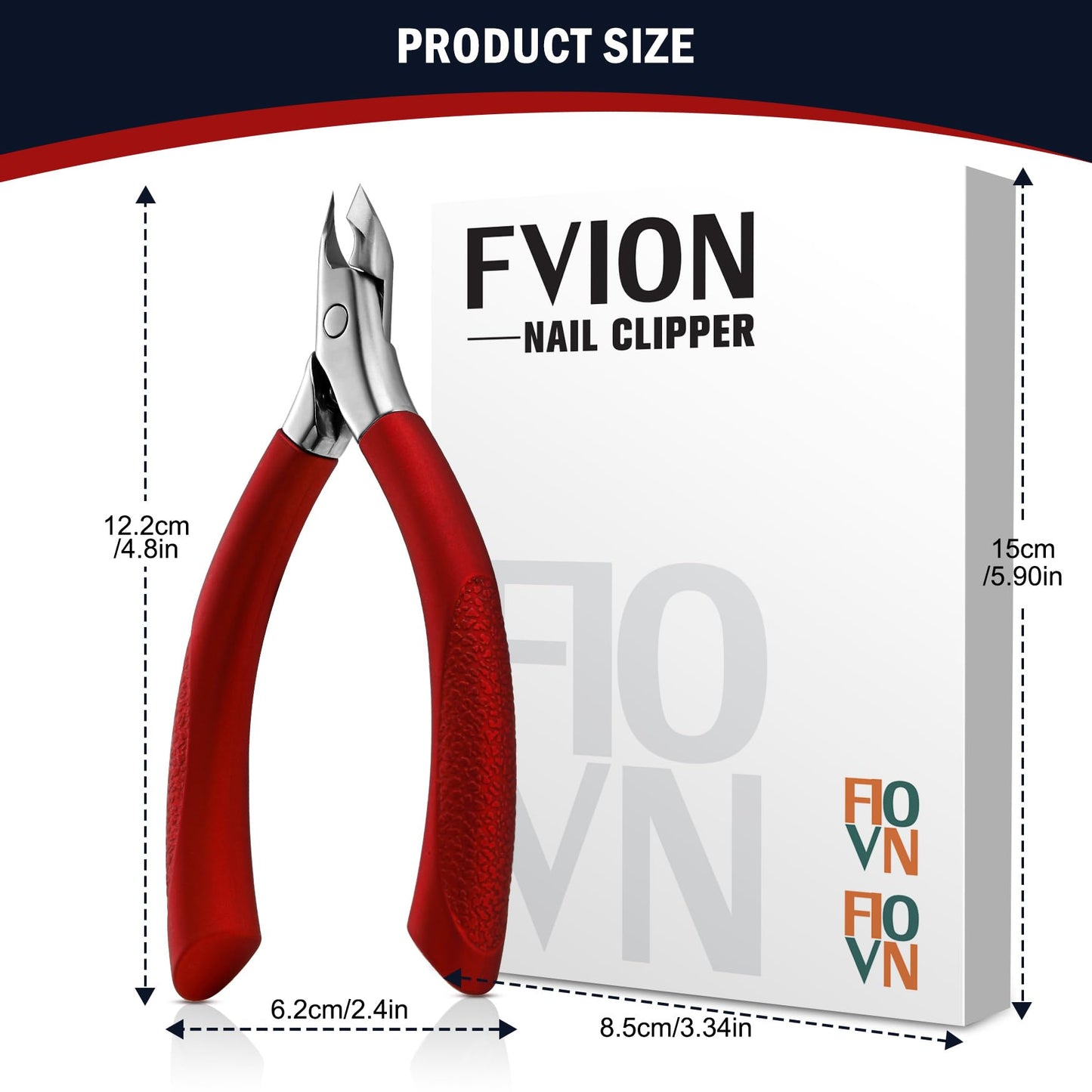 FVION Cuticle Trimmer β Professional Cuticle Nippers, Rubber Coated Handle Manicure Tools β Stainless Steel Cuticle Cutter for Nails (5mm), Red
