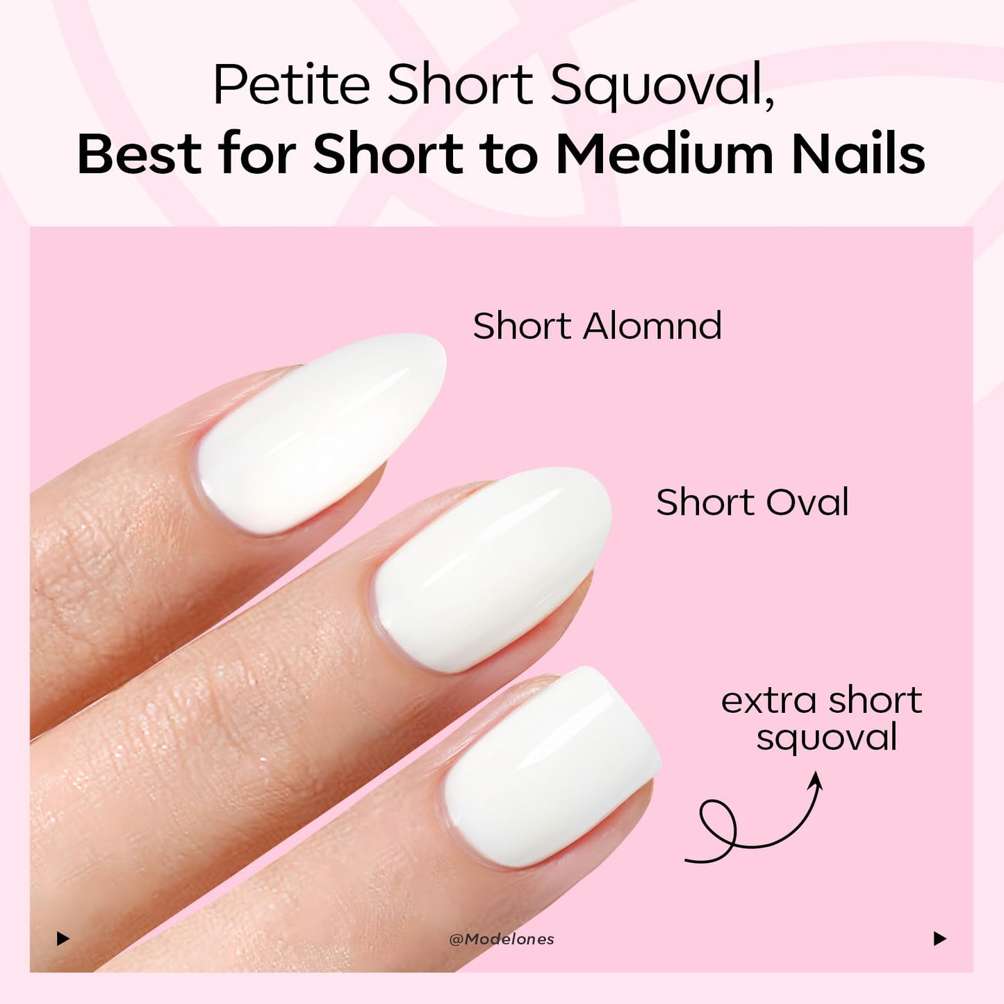 Modelones Extra Short Press on Nails, Baby Pink Squoval Fake Nails, Reusable Nail Kit with Nail Glue Adhesive Tabs Mini Nail File, Nails Press Ons 32Pcs 16 Sizes, Spring Women Girl Gift