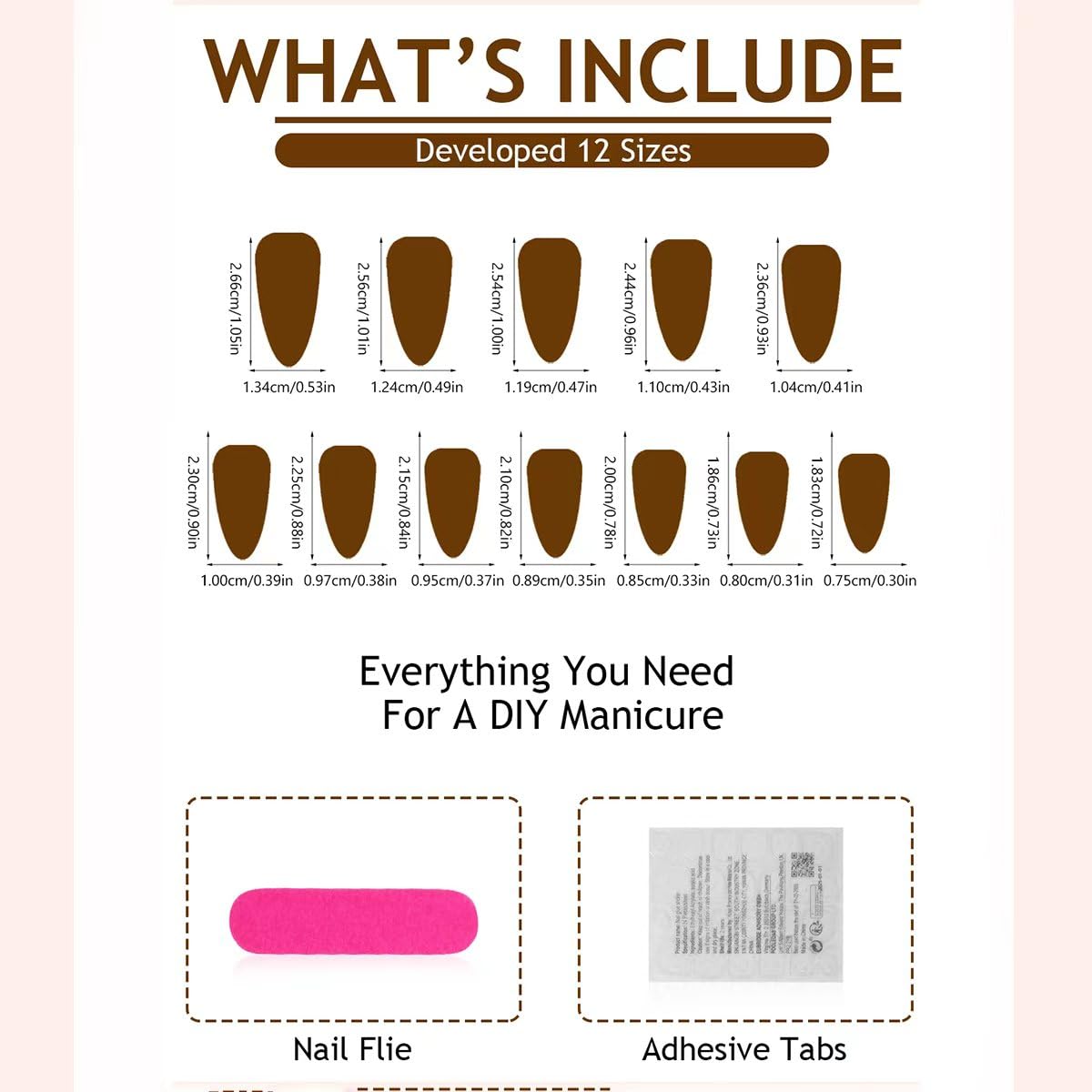 LTXHZYYL Press On Nails Short Almond Nail Press Ons, Medium French Tip Nails, 24 Pcs Brown Cat Eye Fake Nails Kit, Reusable & Full Coverage Fake Nails for Women Daily Party Nails