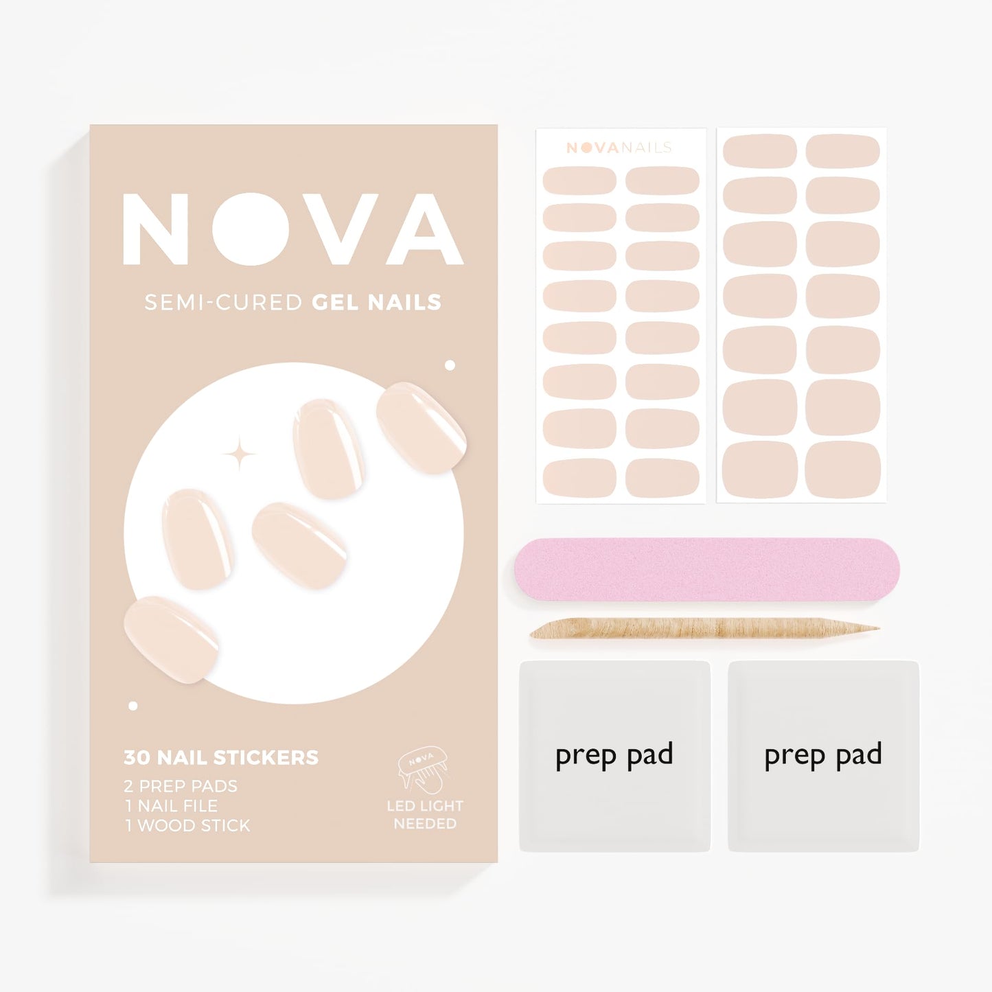 Nova Nails Semi Cured Gel Nail Strips (Bare Necessity)