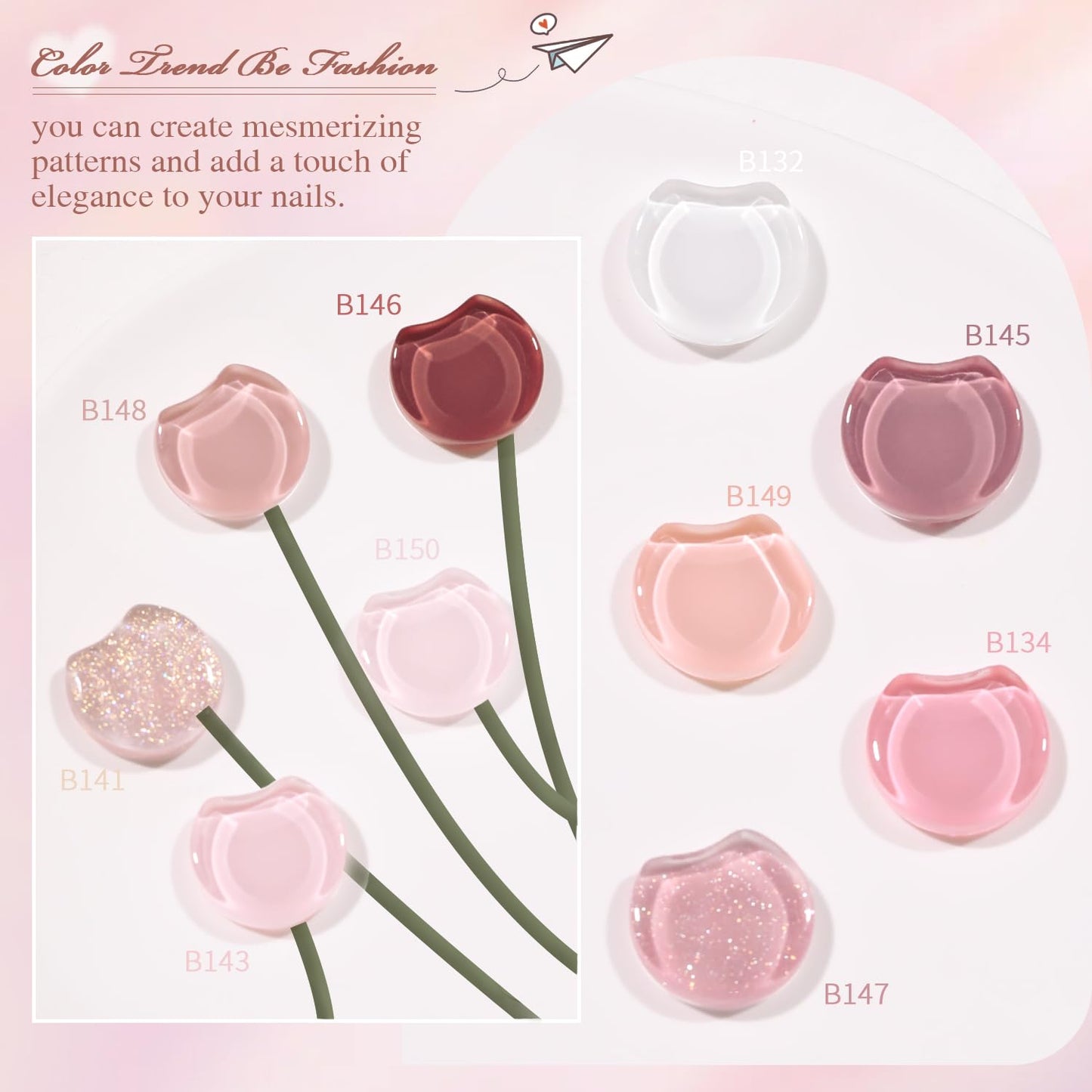 Larvall Beautpal Gel Nail Polish Set- 10 Colors Nude Gel Polish All Seasons Skin Tones Pink Neutral Shimmer Gel Polish Kit, Soak Off LED Gel Nail Kit Manicure DIY Home