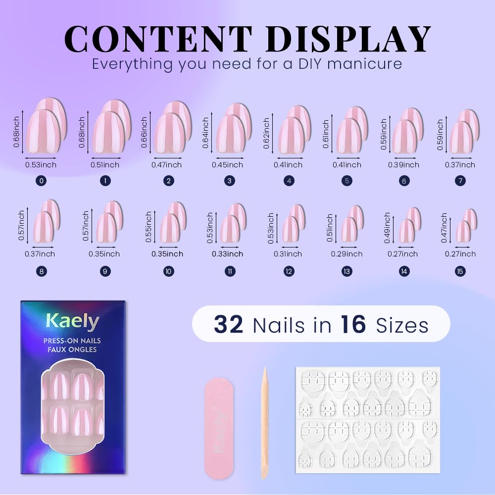 evpct Nude Pink Glazed Press on Nails Short Oval, Short Oval Chrome Metallic Aurora Stick on Nail for Women, Reusable Full Cover Soft Press on Fake Nail Perfectly Fit with Glazed Design Salon Quality