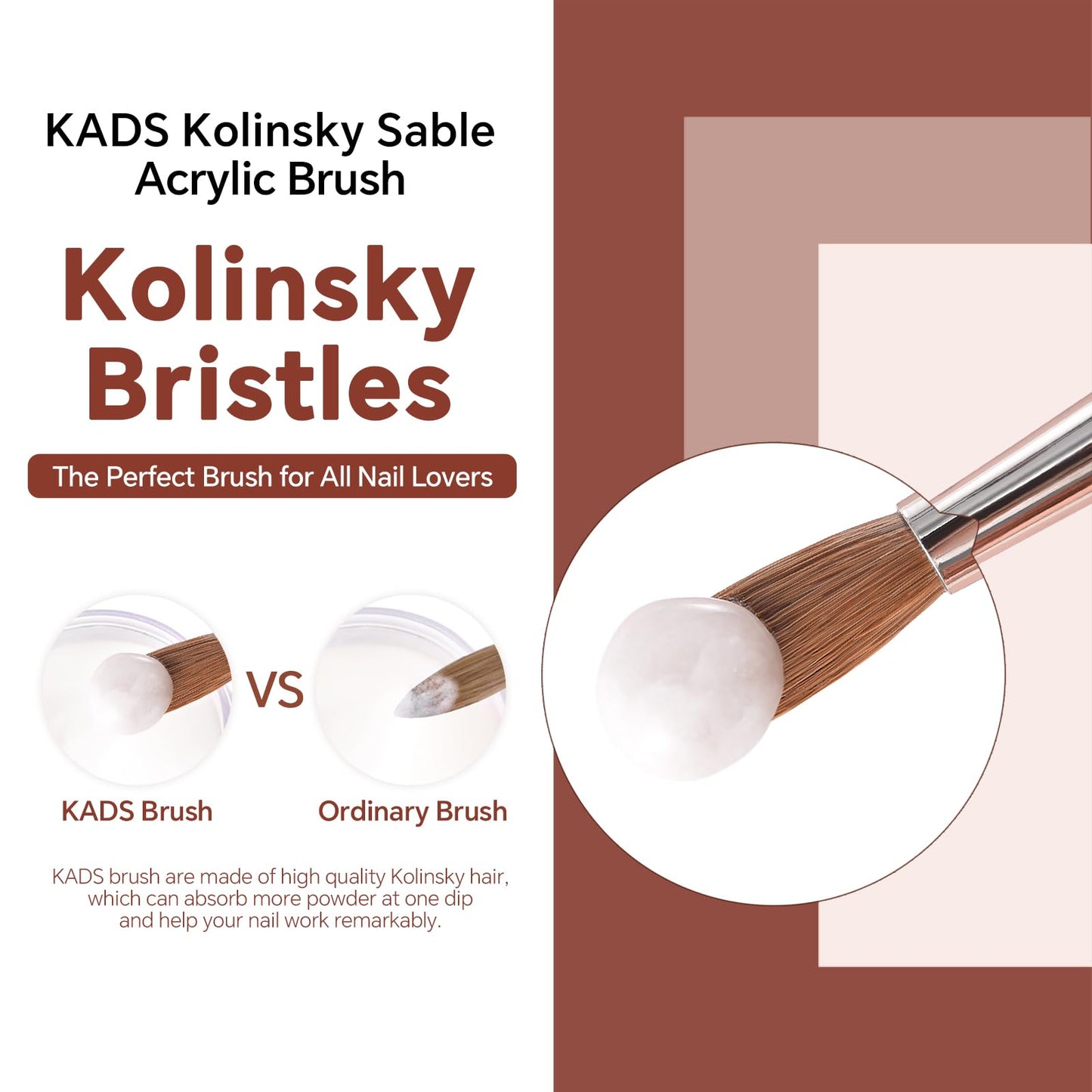 KADS Acrylic Nail Brush with Penholder Nail Brush for Acrylic Application-Oval Shaped Powder Nail Design Tools for Professional Manicure DIY Home Salon (14#)
