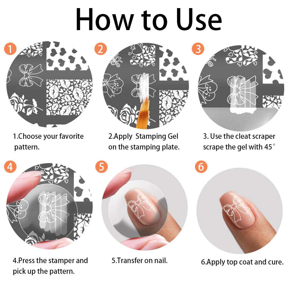 PH PandaHall 6pcs Holiday Themes Nail Stamping Plates Valentines Easter Nails Art Stencils Summer Beach Manicure Art Templates Halloween Christmas Nails Stamp Design for Women Manicures Salon Design