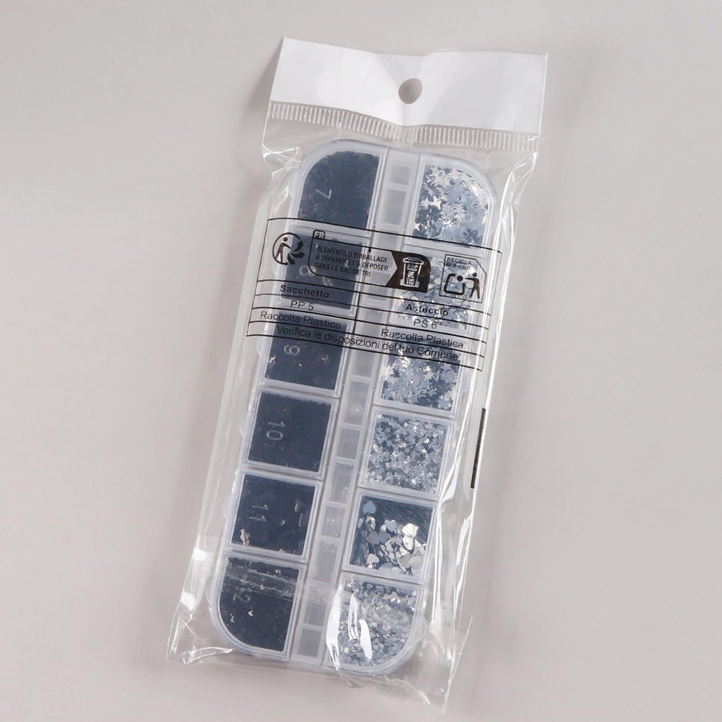 12Grids Silver Black Mini Mixed Nail Art Glitter Kit - Sparkle Heart Star Round Nail Glitters Sequins 3D Holographic Silver Nail Flake Y2K Shiny Nail Supplies Acrylic Nails Tips Accessories for Women