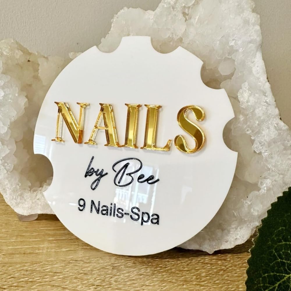 Custom Nail Logo,Personalized 3D Acrylic Nail Photo Prop,Nail Technician Gift,Prop for Nail Techs, Nail Selfie,Nail Photo Prop (black,10cm)