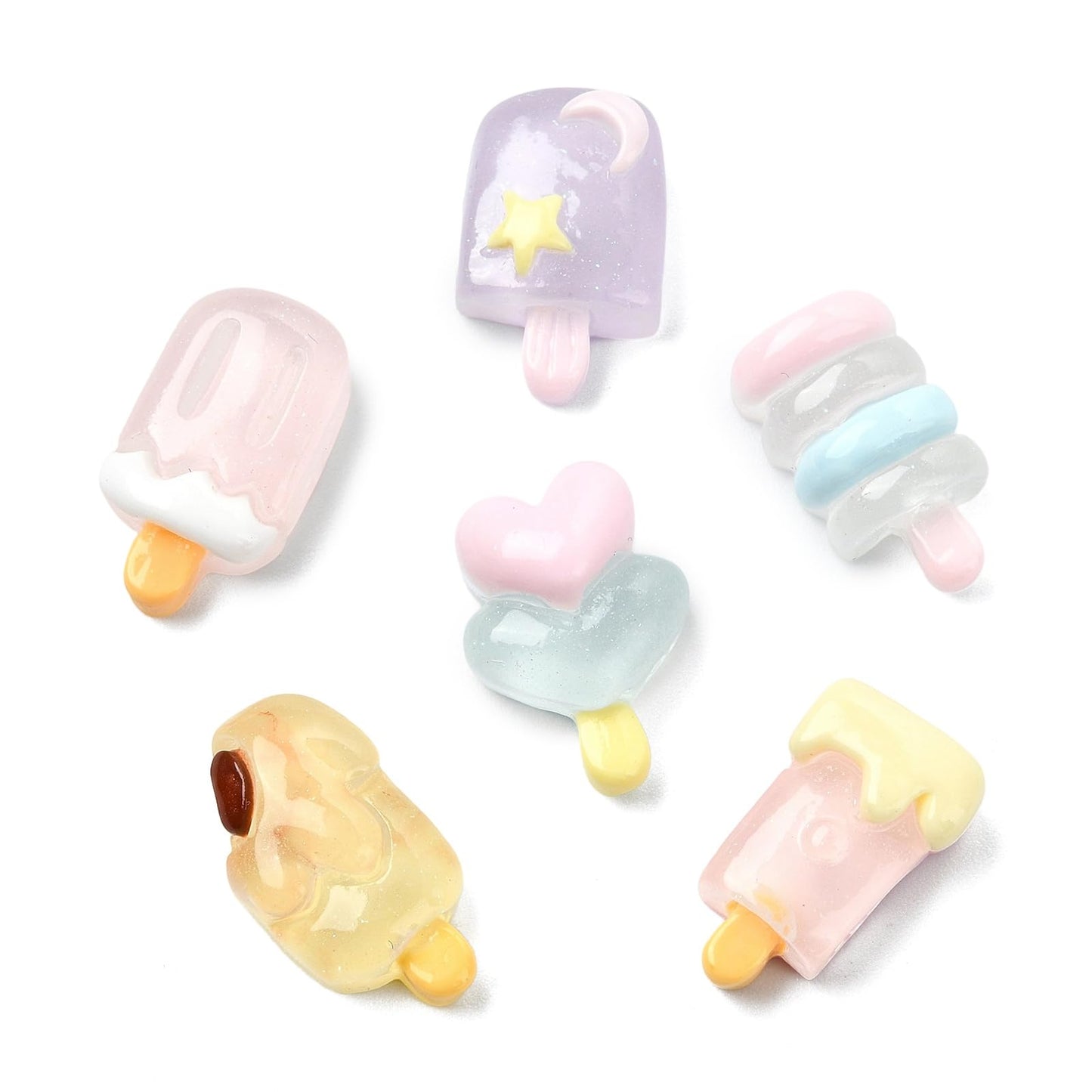 Gythara Luminous Ice Cream Resin Cabochons, Sweet Dessert Food Nail Flatback Charms for DIY Jewelry, Embellishment, Phone, Art, Craft Accessories, Nail Decor, 100 pcs