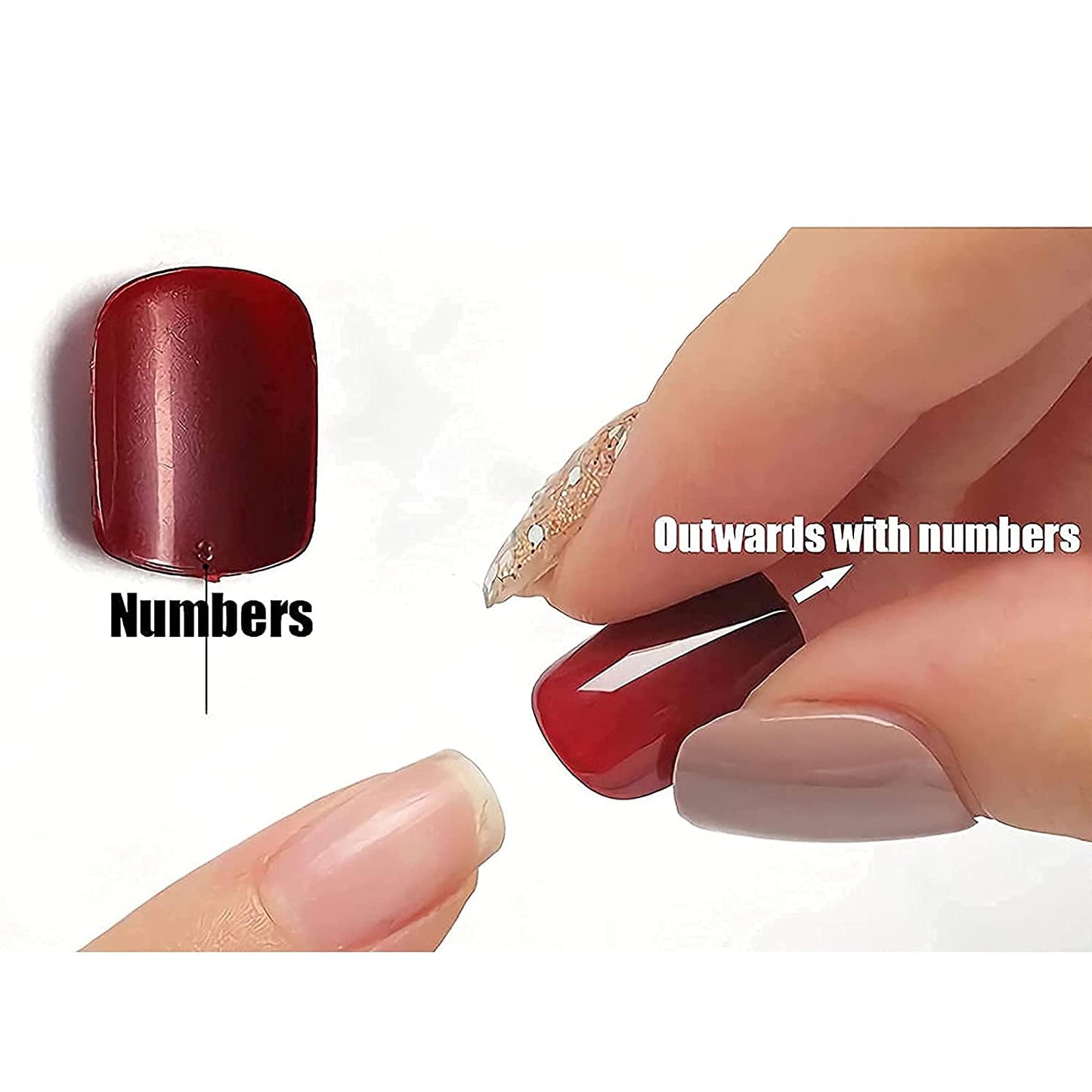 MISUD Press on Nails - Long Square Glue on Nails with Goth Black, Acrylic Gothic Rose Design 24 pcs