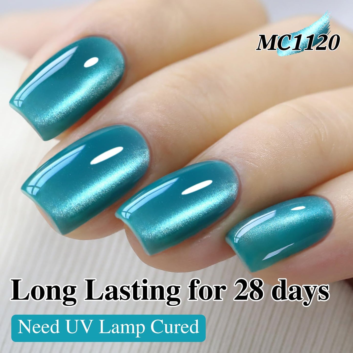 Double Rhythm Jelly Glass Cat Eye Gel Polish with Magnet 15ML Holographic Glitter Shimmer Translucent Sheer Color Magnetic Polish Salon DIY at Home (Jelly Teal-MC1120)