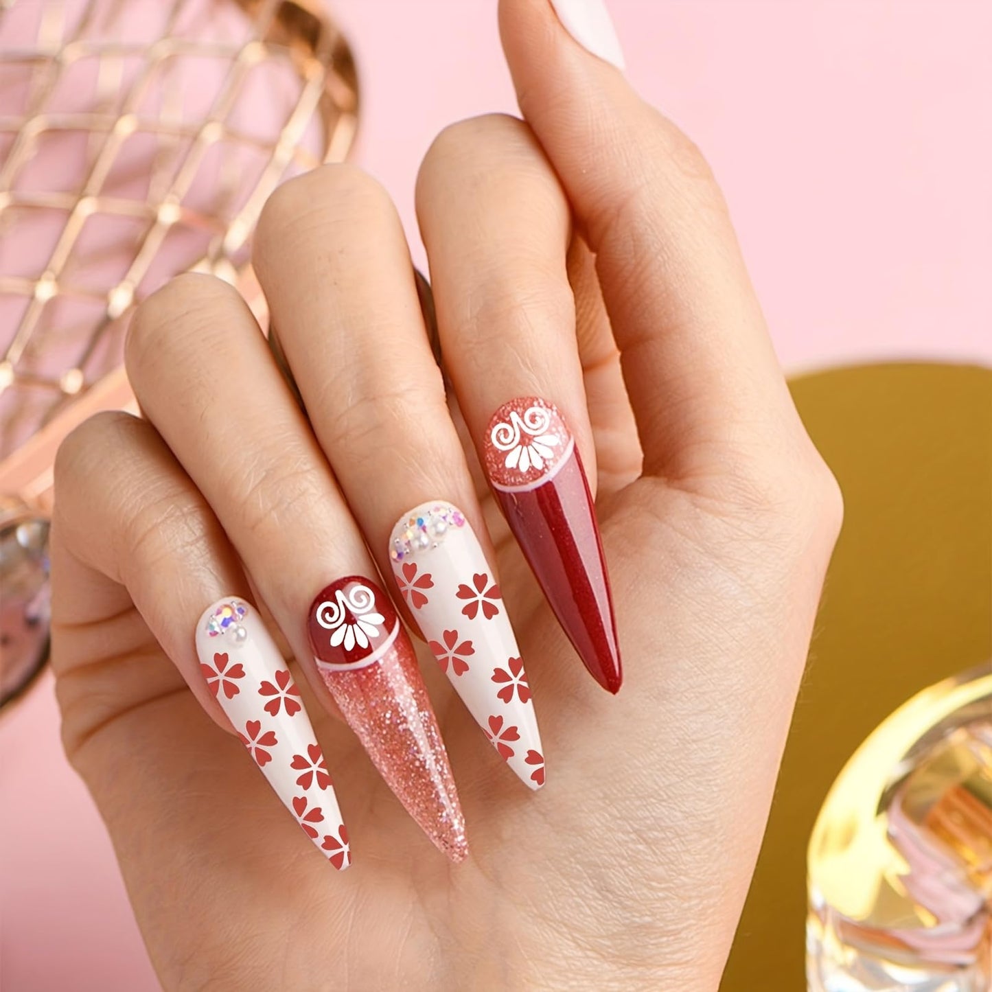 56Pcs Nail Stamp Pen Set, Nail Art Pens, Quick Nail Art Tools with Different Patterns, Flower Butterfly Rose DIY Nail Stamping Pen Kit, Nail Design Tools for Women