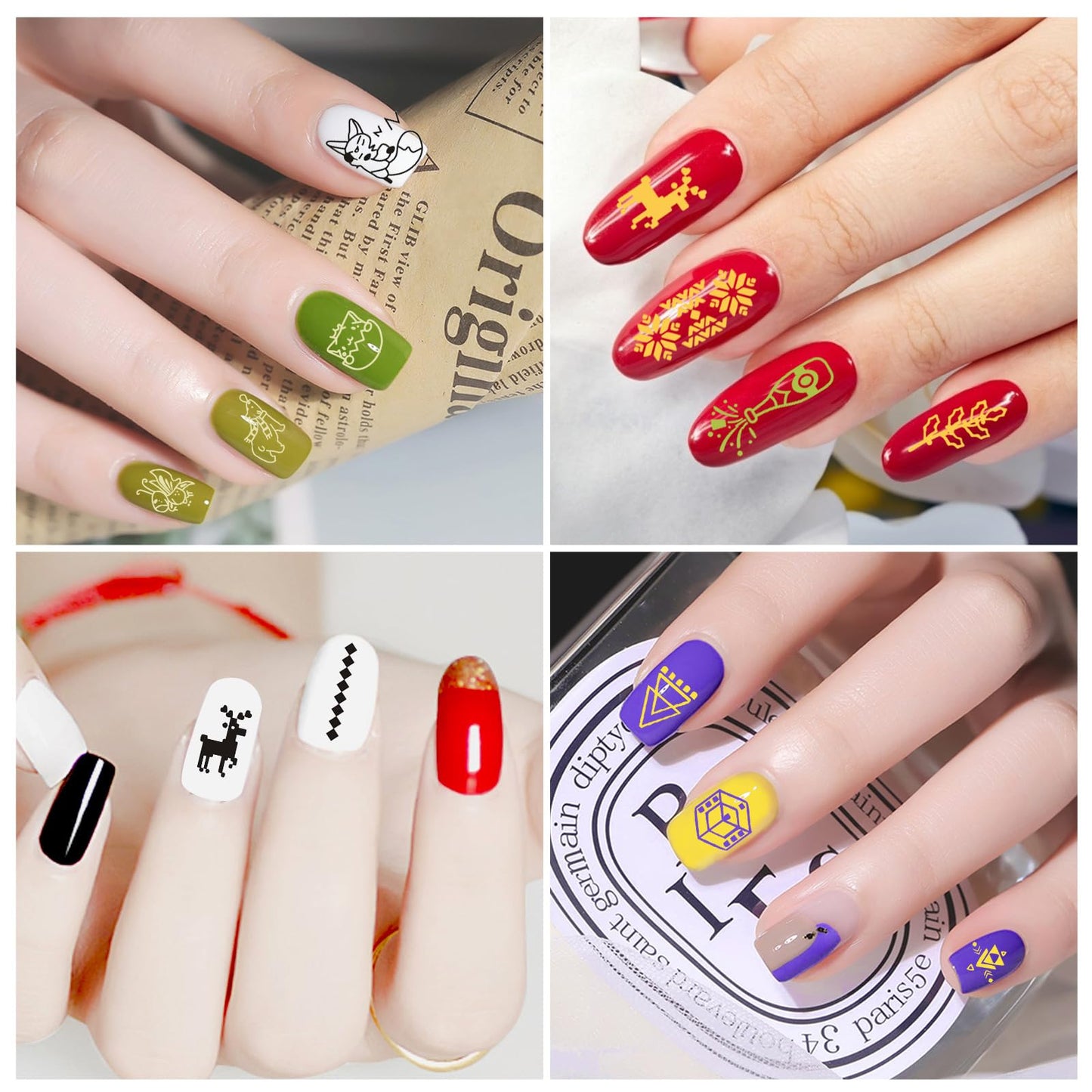 Biutee Nail Stamper Kit with Clear Stamper and Scraper, 10 Nail Stamping Plates and 8 Gel Stamping Polishes, UV Cure Required, Floral Animal Leaves French Nail Art Set for Beginners