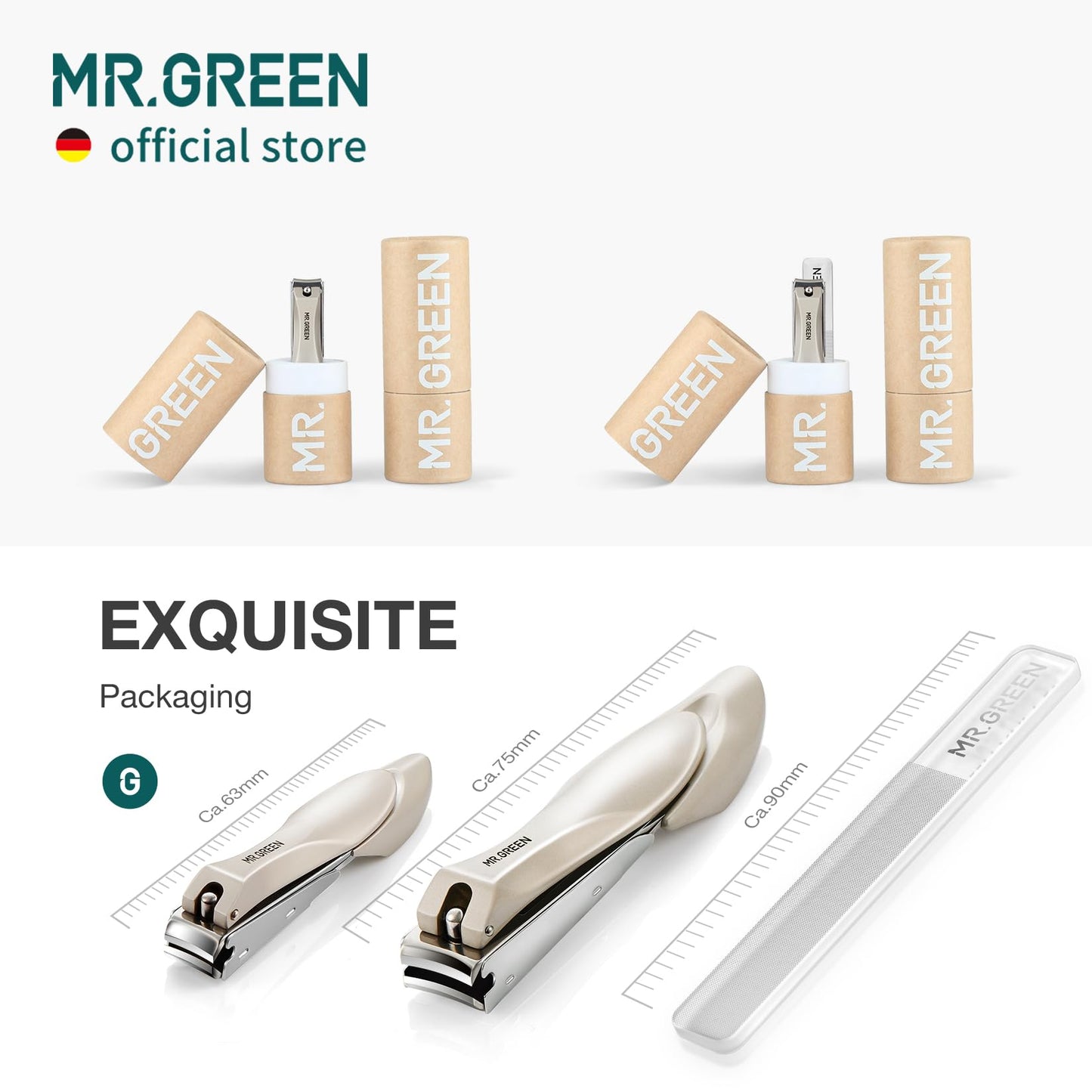 MR.GREEN Nail Clippers Stainless Steel Anti Splash Fingernail Cutter Manicure Tools Bionics Design Pedicure Scissor Nail Trimmer (Nail Clipper (Large)+Nail File)