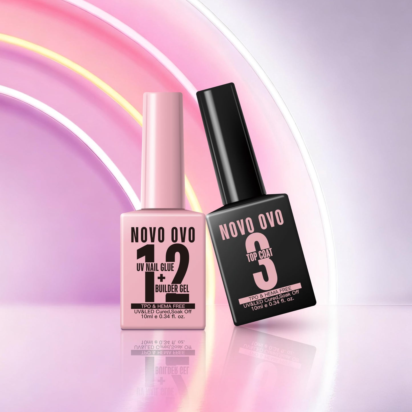 NOVO OVO UV Nail Glue and Builder Gel 2 in 1, No Wipe Top Coat Kit for Predesigned French Tip Nail Tips, HEMA TPO FREE, Super Strong Adhesive for Press on Acrylic Nails, Long Lasting, Easy to Use