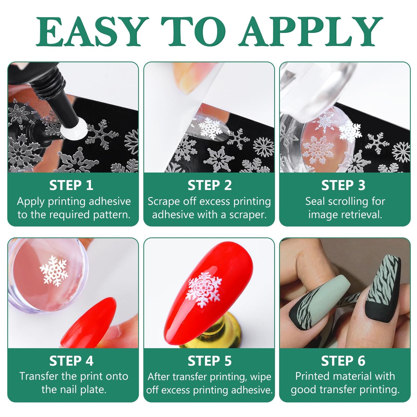 AddFavor Nail Stamping Plate Kit with Nail Stamp and Scraper, 6pcs Fire Skull Nail Stamper Kit for Home Salon Manicure Polish Print Stencils Design Tools