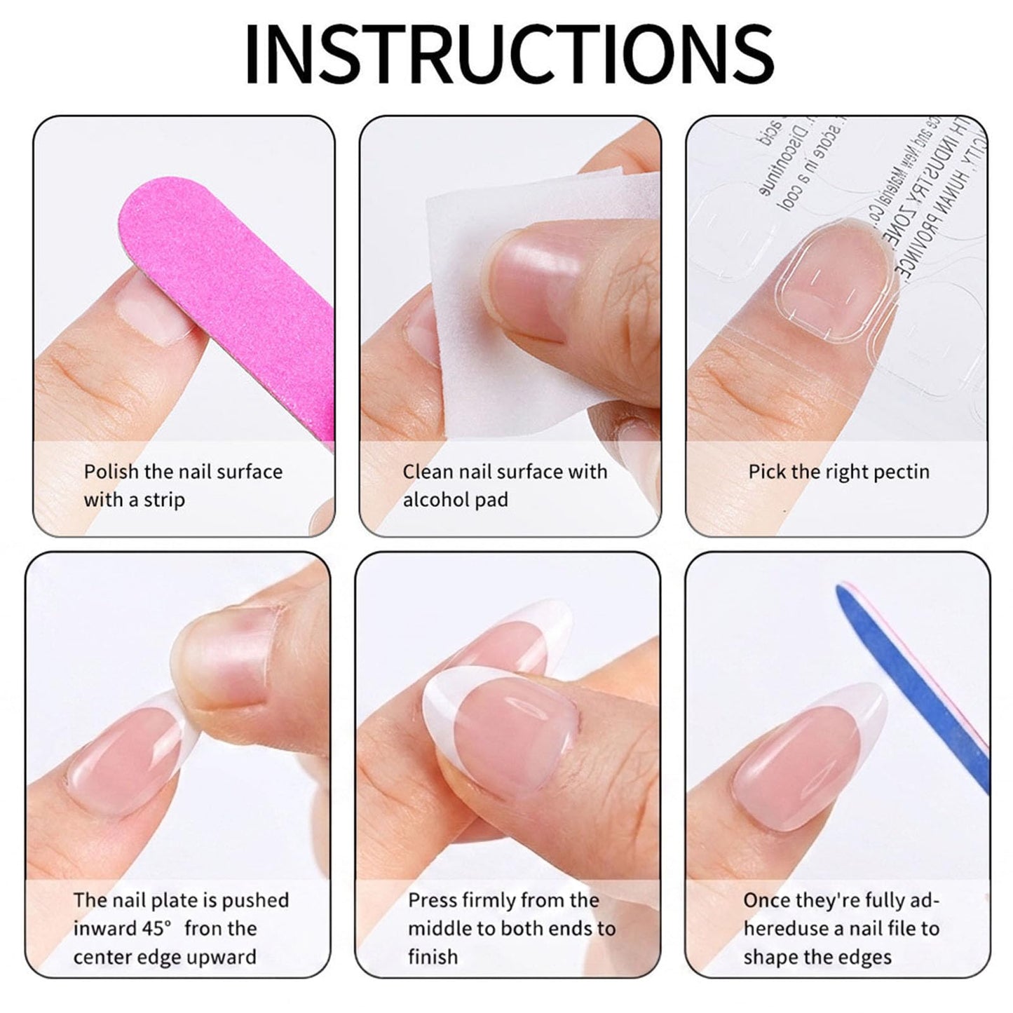 360Pcs Coffin French Tip Press-On Nails – Glossy Finish, Almond Shape, Reusable Kit with Jelly Stickers & Tools for Daily Wear, Weddings, Coffee Dates & More