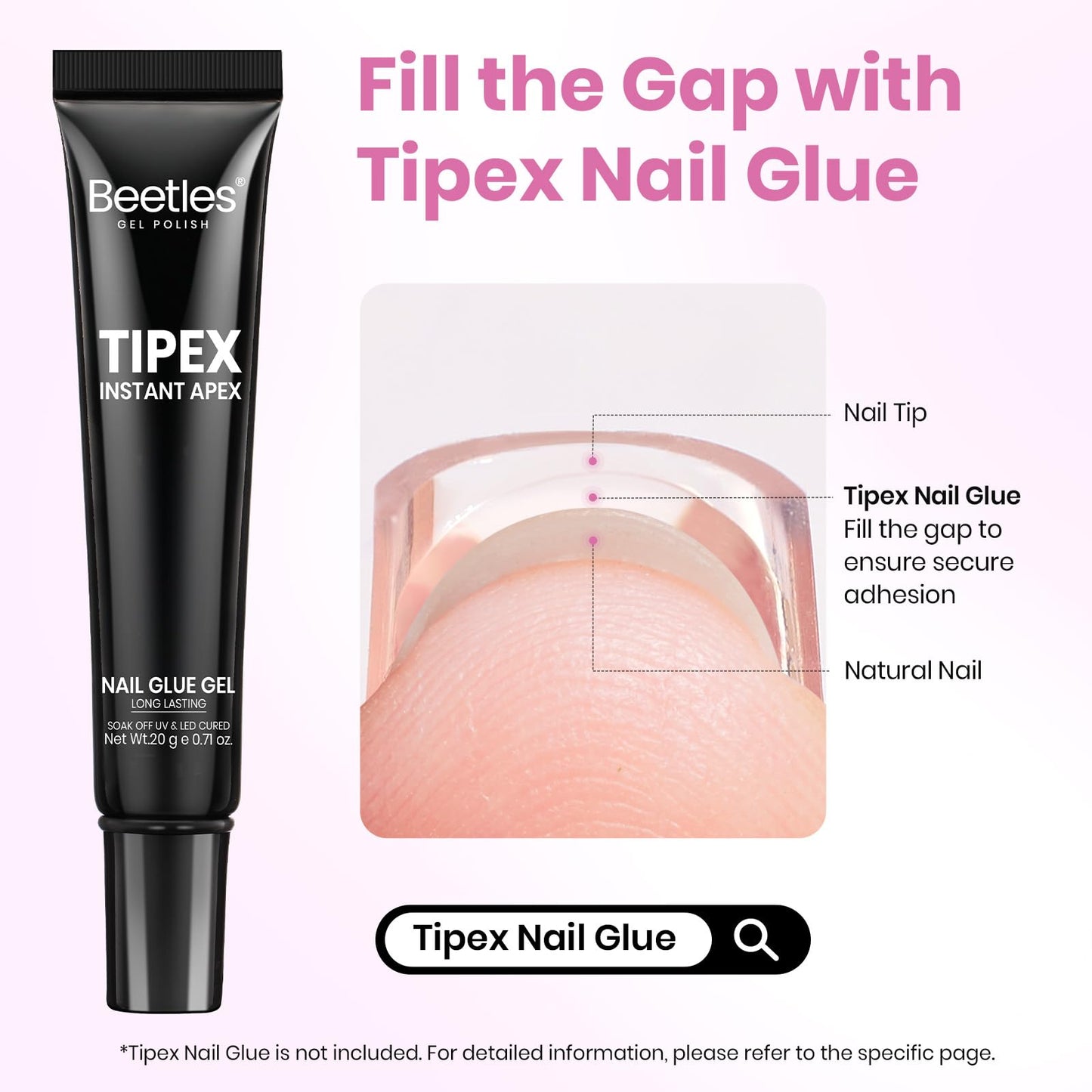 Beetles Tipex Lite Instant Apex Nail Tips, XL Long Stiletto, 16 Sizes | 00–14, 160PCS, Built-in Apex Acrylic Tips for Flat & Natural Nail Beds, Beginner-Friendly Easy DIY Nail Extensions
