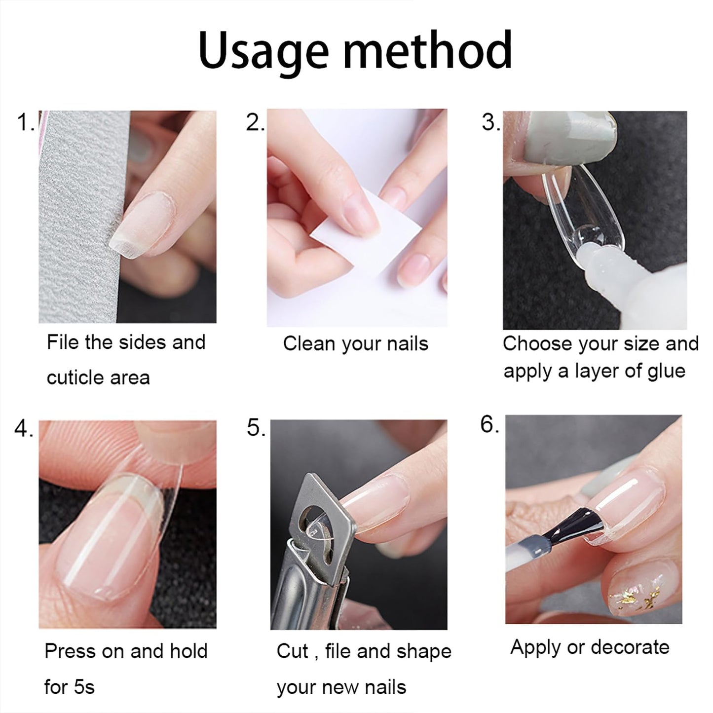 500Pcs Medium Almond Fake Nail Tips Full Cover Clear Acrylic Nails Press on Nails for DIY Nail Art, 10 Sizes