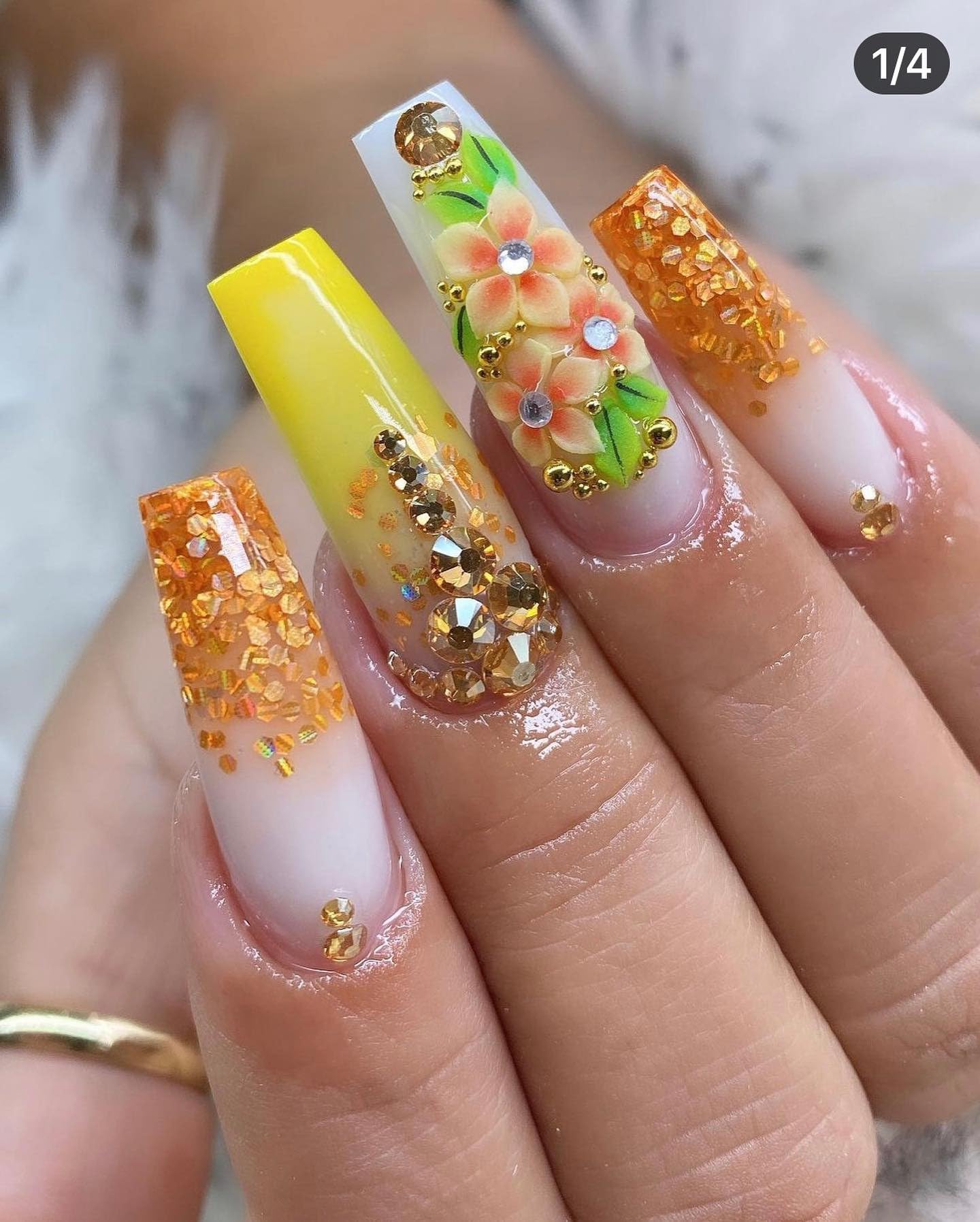 Set 24Pcs Inflorescence- Enhance Your Artistic Projects with Handmade 3D Acrylic Flowers Nails Charm For Long Size XL, XXL,XXXL - HaFLoNa (Inflorescence)