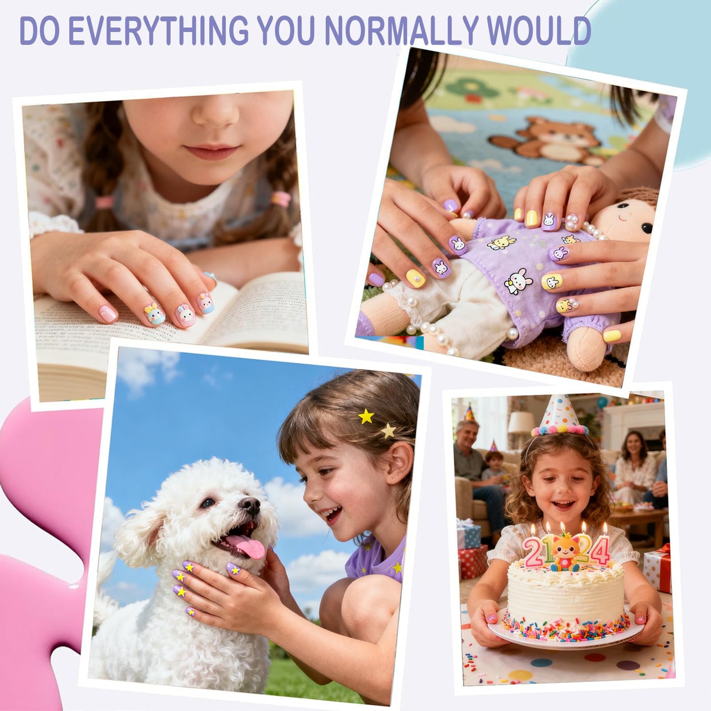 OPkssnails 360Pcs Super Extra Short Kid Nail Tips,Soft Gel Nail Tip Pre-Shaped Press On Nails For Kids,Clear Acrylic Half Matte Full Cover Fake Nail For Kids On 12sizes,7-10 Years Girl